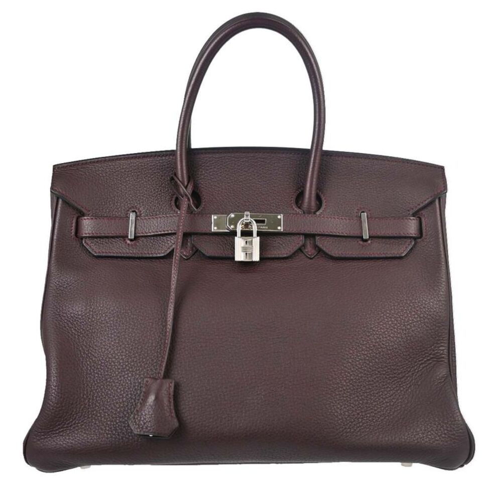 Hermes Birkin Purple Togo With Palladium Hardware Burgundy Leather Handbag